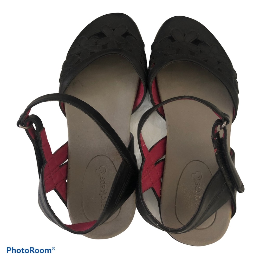 Baretraps Womens Black & Red Floral Cutout Sandals With Adjustable Straps Size 9 - Picture 2 of 4